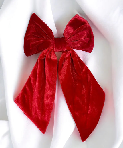 Personalised red velvet hair bow