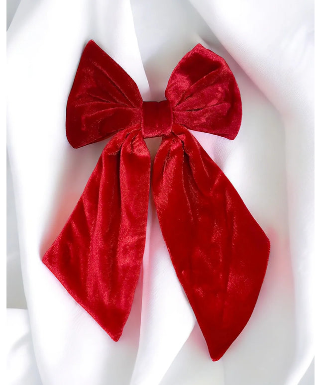 Personalised red velvet hair bow